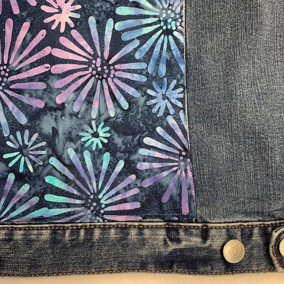 Boho Artisan Denim Jacket Embellished Beaded Floral Artsy Chic Country Glam - Picture 9 of 13